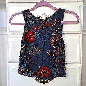 Flowy Blue Floral Crop Top